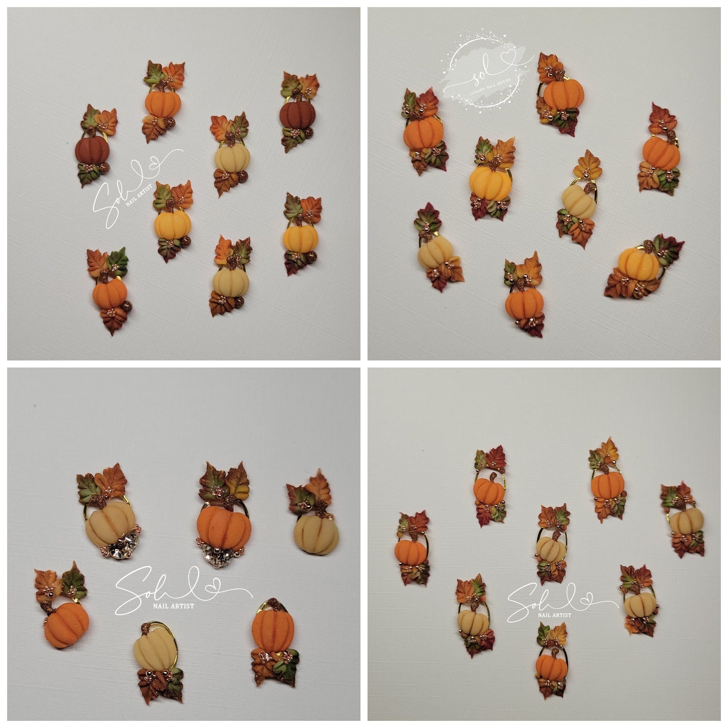 3D Nails Fall Pumpkins