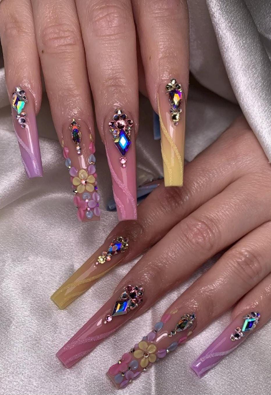 3D Nails Pastel Flowers
