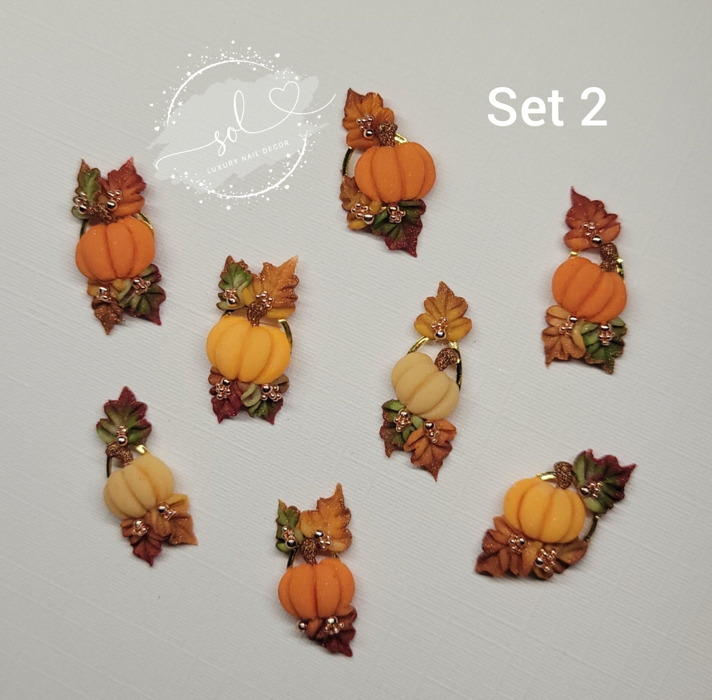 3D Nails Fall Pumpkins