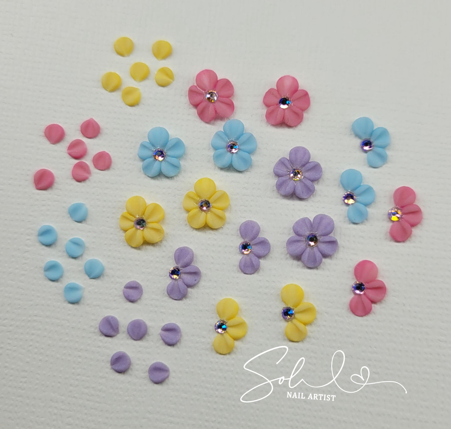 3D Nails Pastel Flowers