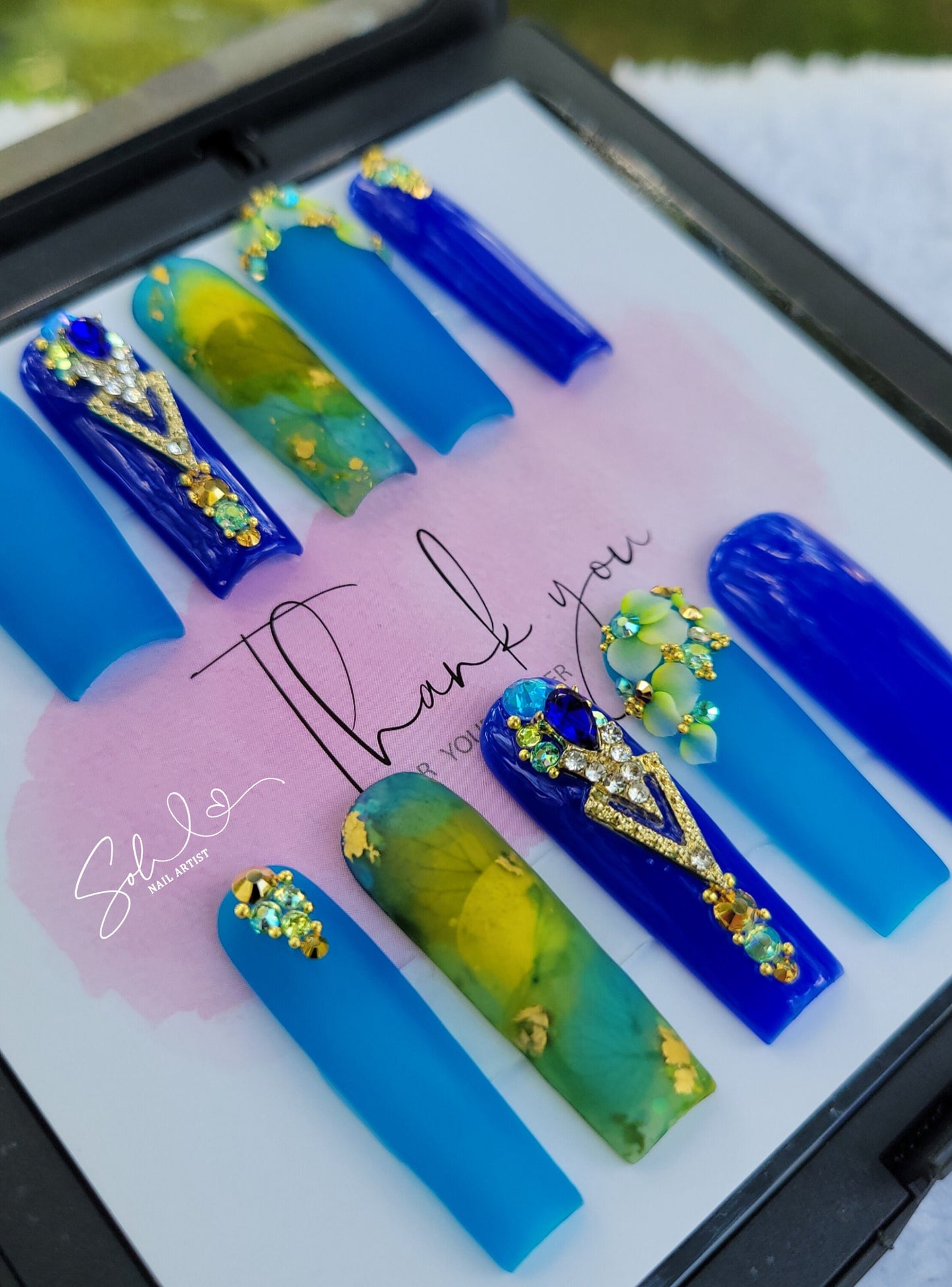 Press-on Nails Blue Aqua