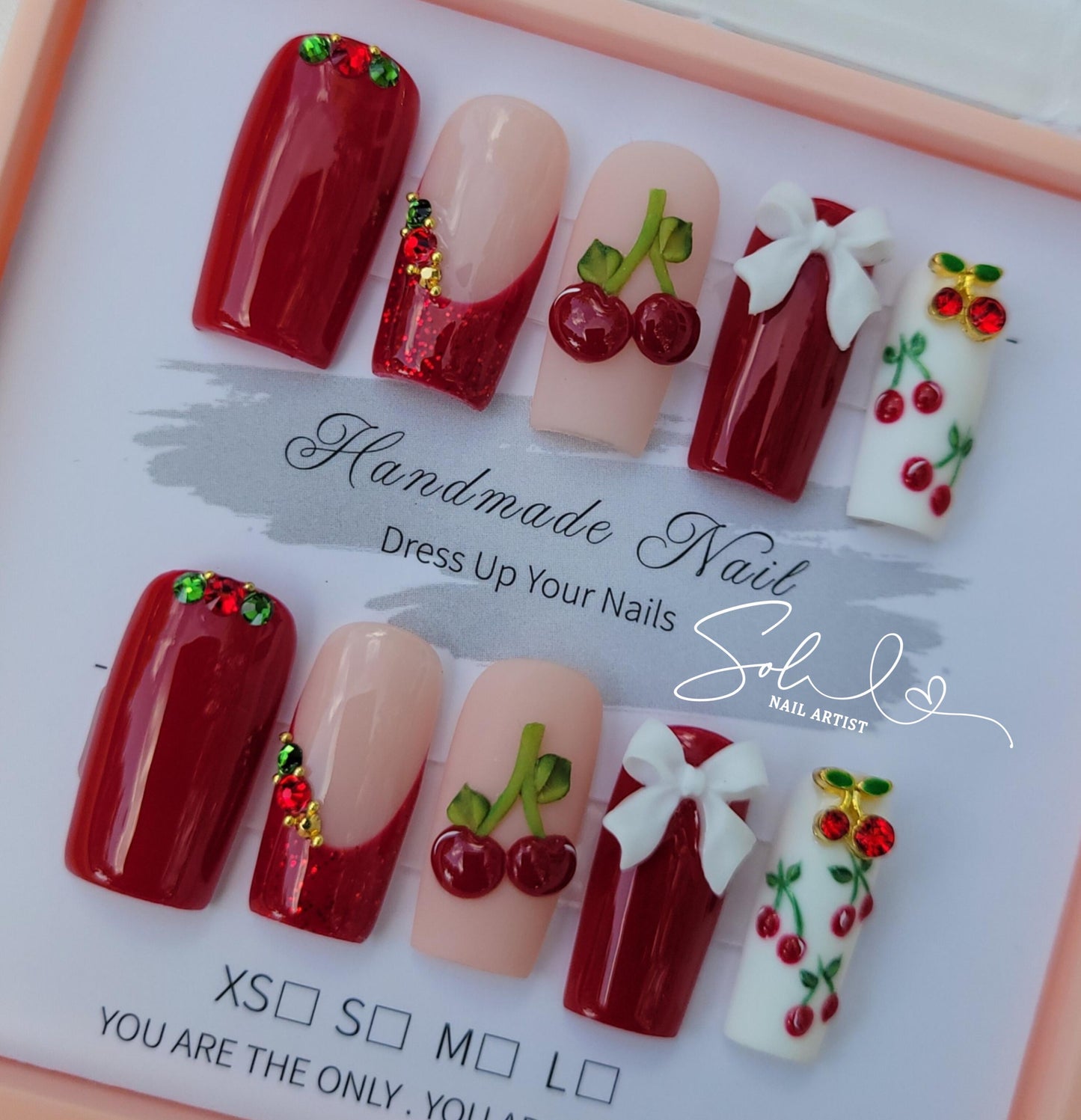 Press-on Cherry Nails