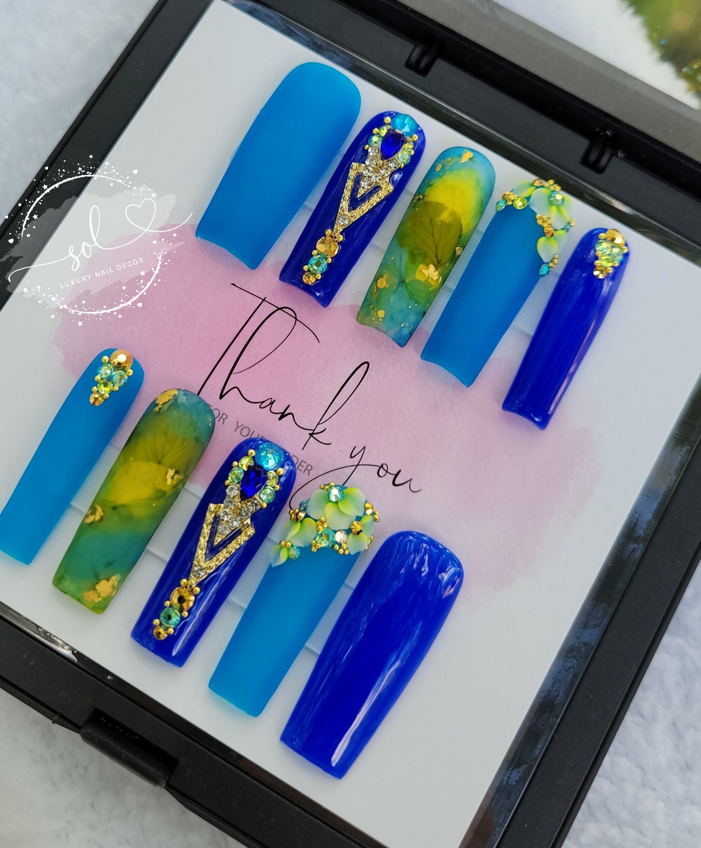 Press-on Nails Blue Aqua