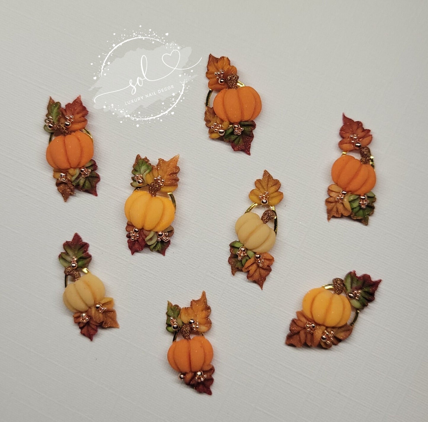 3D Nails Fall Pumpkins