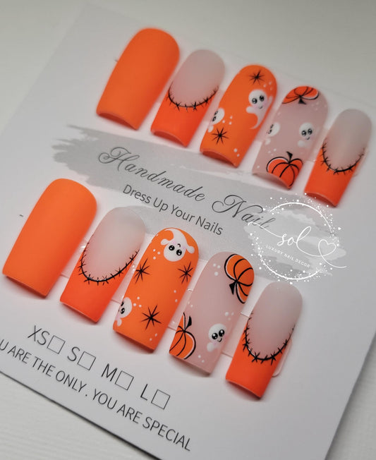 Cute Ghost Pumpkin Nails