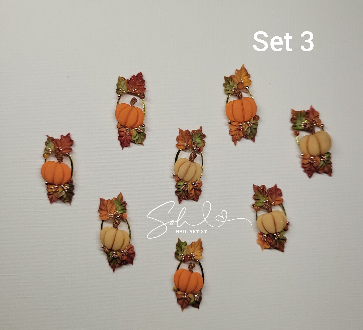 3D Nails Fall Pumpkins