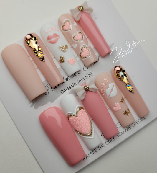 Valentines Nails Pink