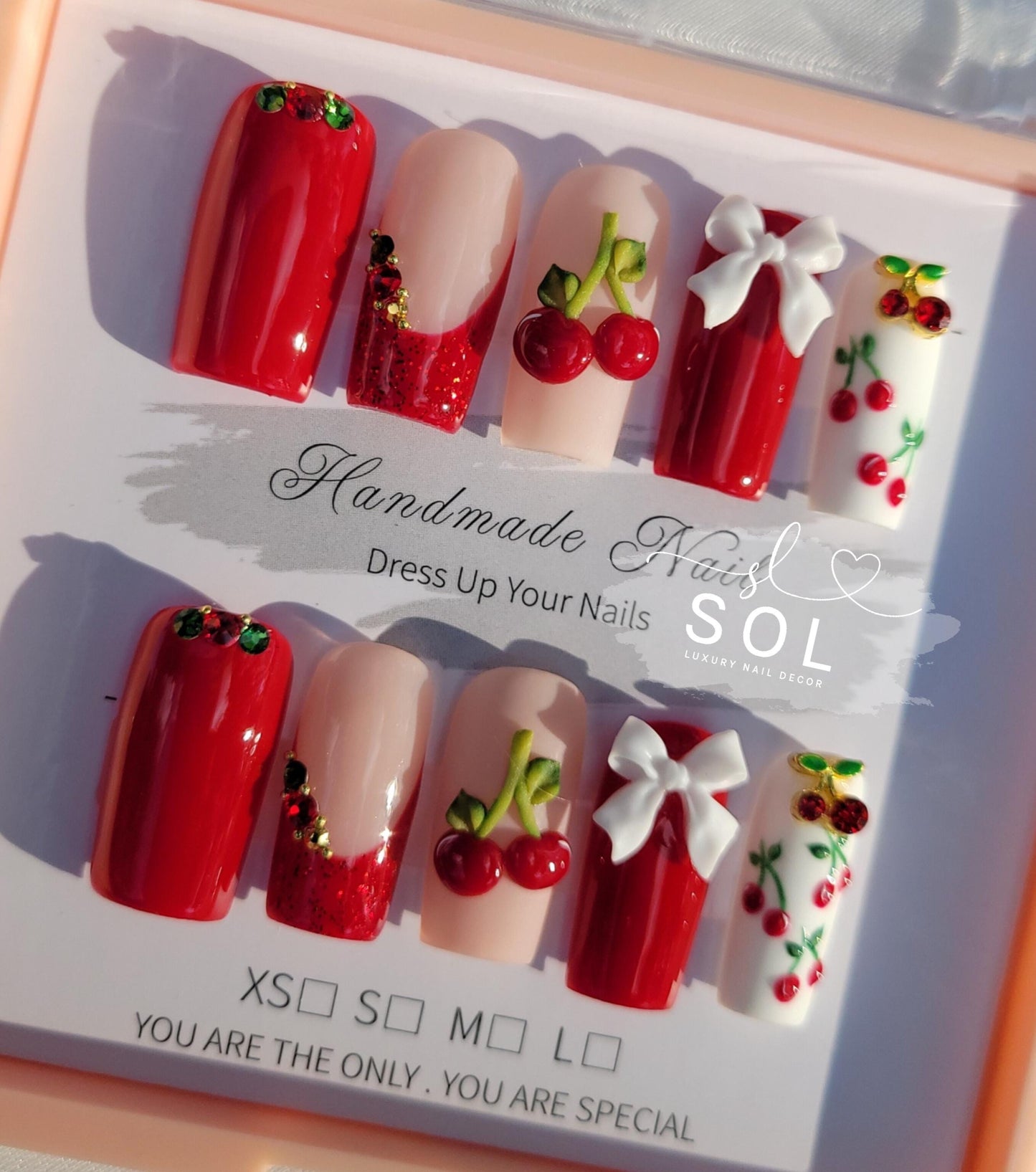 Press-on Cherry Nails