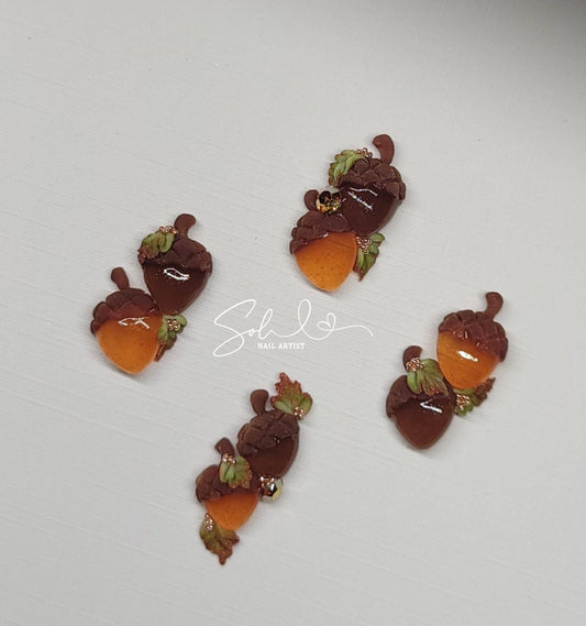 3D Nails Fall Acorns