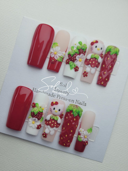 Red Strawberry Press-on Nails