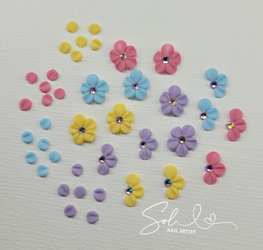 3D Nails Pastel Flowers