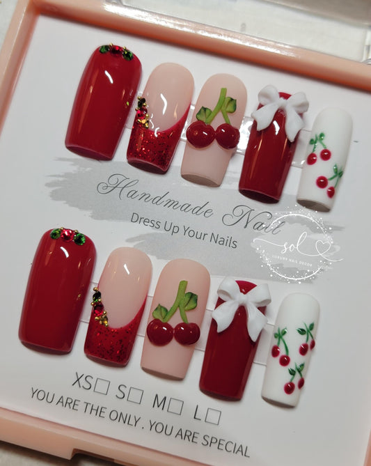 Press-on Cherry Nails