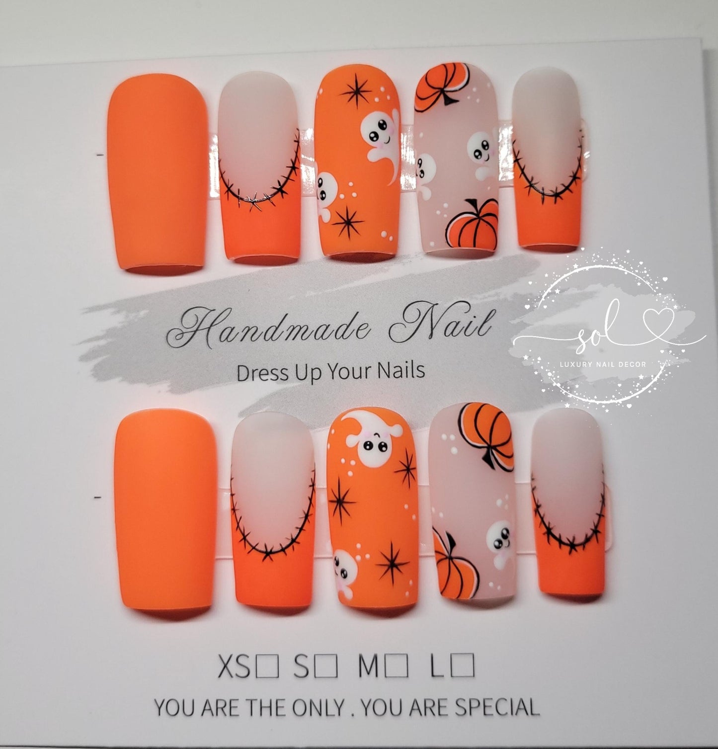 Cute Ghost Pumpkin Nails