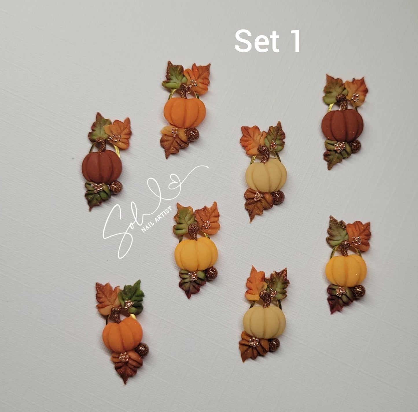 3D Nails Fall Pumpkins