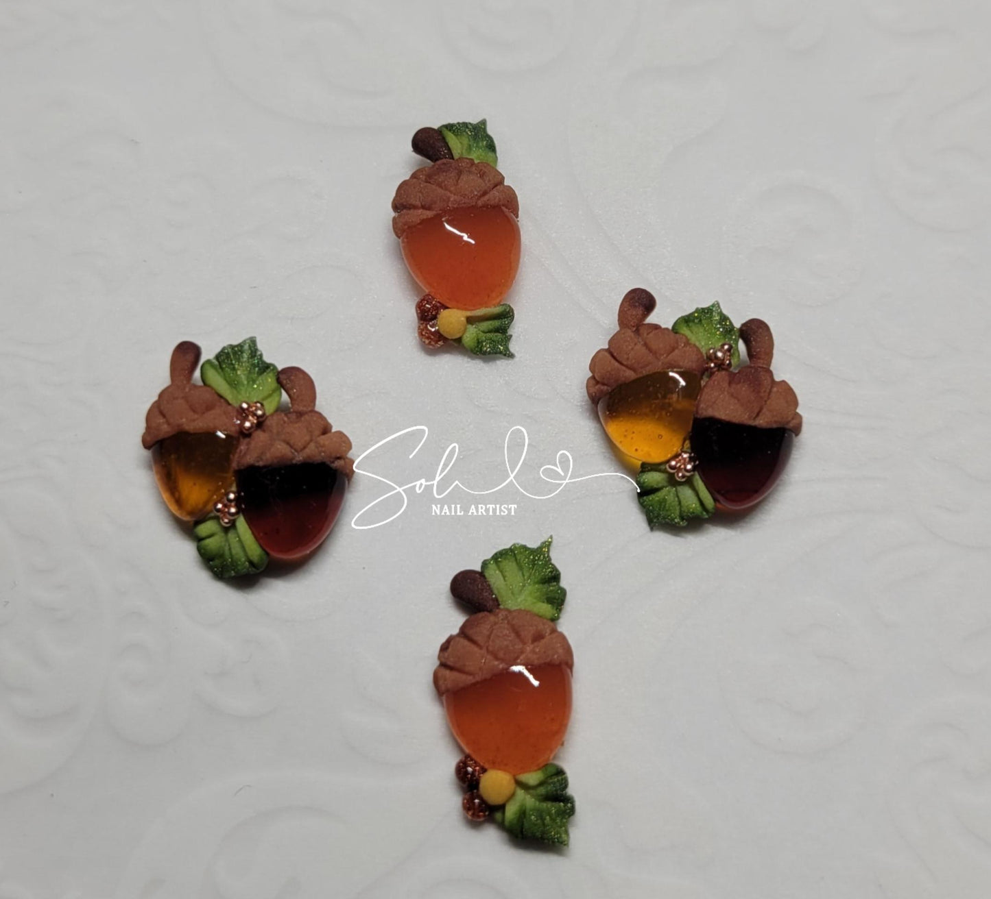 3D Nails Fall Acorns